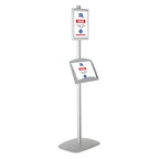M&T Displays Free Standing Aluminum Display Stand Single Sided Document Brochure Sign Holder Front Loading Portrait Landscape Silver Snap Frame 1x(8.5x11) - Metal Tray Shelf 2X(5.5x8.5) Inch Capacity