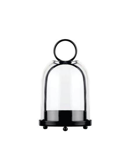 7.5" High Versatile Modern Metal Hurricane Lantern with Handmade Sturdy Glass Dome in Black for 2" Pillar Candle & Plants, for Living Room, Porch, Mantel Decoration (Black, 4" x7.5 for 2" Pillar) - color: Black, size: 4"x7.5"