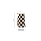 Porlien Checker Porcelain Flower Vase Home Decor Set of 2 with 5.5' High and 8' High Small Indoor Flower Bottles