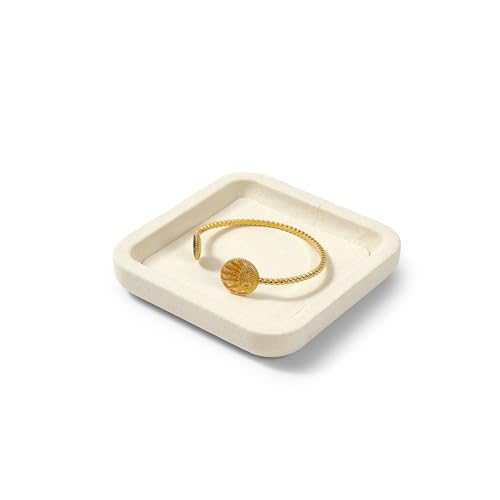 Microfiber Jewelry Display Flat Tray for Rings Earrings Necklace Bracelet, Jewelry Photograph Display Catchall Organizer Tray Dish(XS,Beige) - color: Beige, size: 10 * 10 * 1.5cm