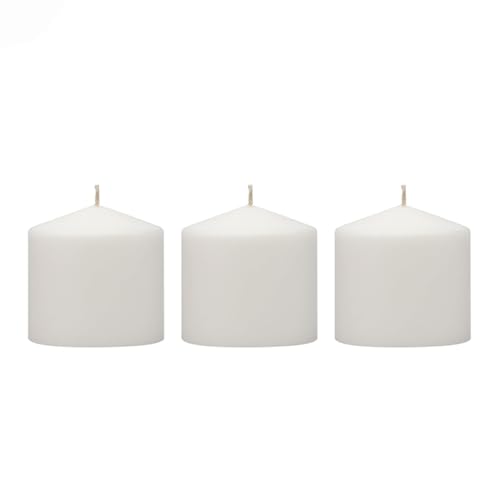Stonebriar 3 Pack Tall 3 x 3 Inch 18 Hour Long Burning Unscented White Wax Pillar Candles - size: 3" x 3", style: Pack of 3