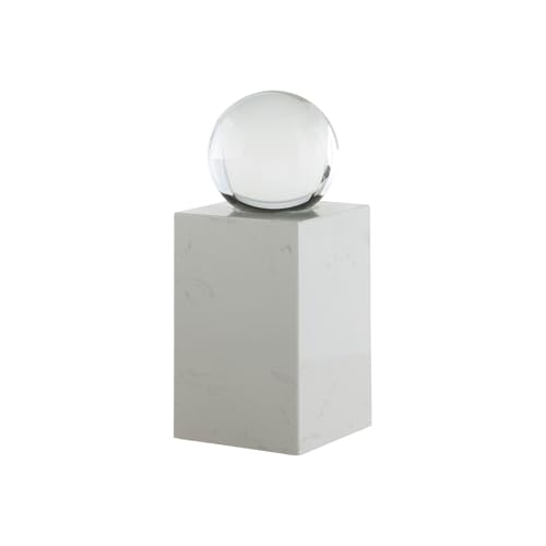 Signature Design by Ashley Sellner Modern 14 in. Crystal and Marble Sculpture, White & Clear - size: 5" W x 5" D x 14.25" H