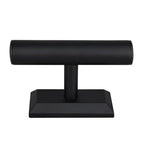MOOCA Black Deluxe PU Faux Leather Jewelry Holder Organizer, Wooden Bracelet Holder Stand, T-Bar Display Stand, Jewelry Organizer Stand for Bracelets, Bangles, and Watches - color: Black Faux Leather
