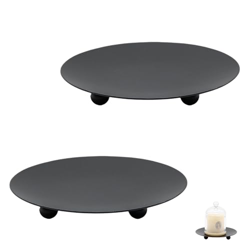 2Pcs Iron Plate Candle Holder Set - 3.54 Inch Decorative Pedestal Candles Stands for Home, Wedding, and Birthday Parties - Elegant Black Candle Holders for Stylish Décor - color: Black, size: Medium