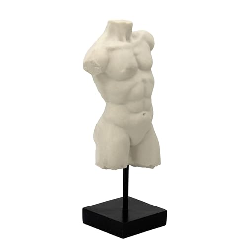 Galt International 13.5" Poly Marble Body Statue w/Black Pedestal Stand for Home Decor - Greek God Sculpture Mythology Stone-Like Marble-Feel Accent (Man) - size: 13.5" Male