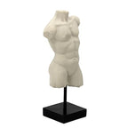 Galt International 13.5" Poly Marble Body Statue w/Black Pedestal Stand for Home Decor - Greek God Sculpture Mythology Stone-Like Marble-Feel Accent (Man) - size: 13.5" Male