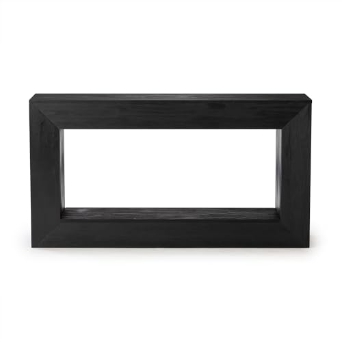 Plank+Beam Grande 56” Console Table with Bottom Shelf, Solid Pine Wood Entryway & Sofa Table, Black Wirebrush Finish - color: Black Wirebrush, size: 56 Inch with Shelf
