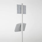 M&T Displays Free Standing Aluminum Display Stand Single Sided Document Brochure Sign Holder Front Loading Portrait Landscape Silver Snap Frame 1x(8.5x11) - Metal Tray Shelf 2X(5.5x8.5) Inch Capacity
