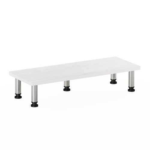 Furinno Turn-N-Tube Monitor Riser Stand, White Oak, Stainless Steel Tubes - color: White Oak, size: 23.6 x 9.3 in. Rectangle