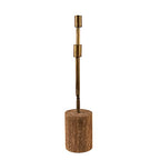 Asymmetrical Wood and Metal Candle Holder - size: 17.75"H