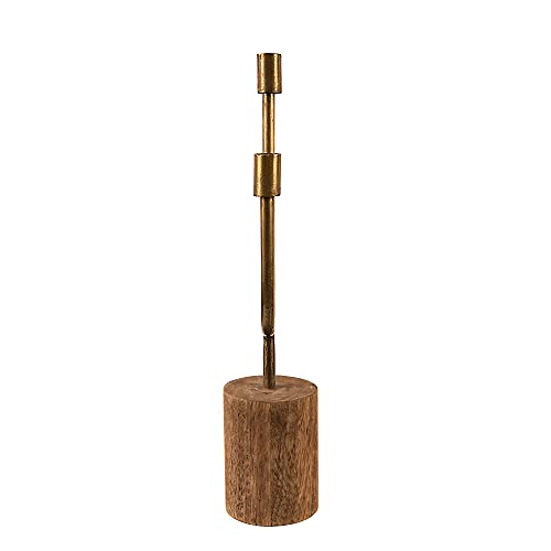 Asymmetrical Wood and Metal Candle Holder - size: 17.75"H
