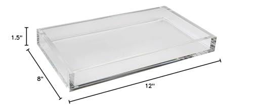 Tizo Design Elegant Lucite Tray, 12" x 8" Acrylic, Multiple Colors Available (Clear) - color: Clear