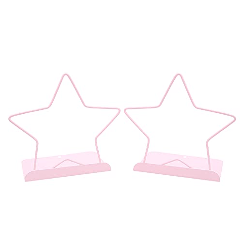 Fashion Star Bookend Non-Skid Metal Book Ends Book Stands for Home Shelves School Office Decoration Kids Study Gift (Pink) - color: Pink