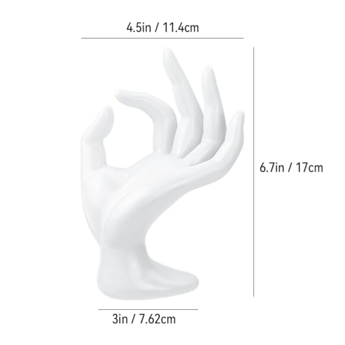 yuntop 1 Pack Hand Form Ring Holder Mannequin Hand Jewelry Organizer Stand Watch Stand Bracelet Ring Support Aesthetic Rack (White) - color: White