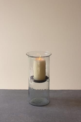 First of a Kind Decorative Glass Candle Holder - 12" Hurricane for Wedding Party Decorations, Hurricane Pillar Candle Holder with Rustic Metal Insert, Perfect Centerpieces for Dining Table (12 Inch) - size: 12" Tall Clear
