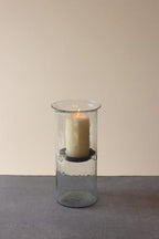 First of a Kind Decorative Glass Candle Holder - 12" Hurricane for Wedding Party Decorations, Hurricane Pillar Candle Holder with Rustic Metal Insert, Perfect Centerpieces for Dining Table (12 Inch) - size: 12" Tall Clear