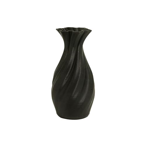 Large 8-Inch Tall Spiral Vase – Modern Waterproof Flower Vase for Centerpieces & Home Decor - 3D Printed PLA Plastic — Not Glass (Black) - color: Black