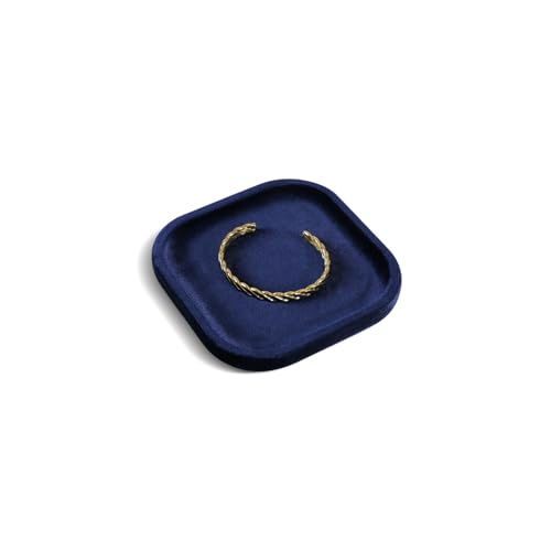 Resilient Velvet Jewelry Display Tray for Ring Earrings Bracelet Necklace, Flat Jewellery Dish for Showcase Store Retail Counter Exhibition Photography Livestream (Dark Blue, Small) - color: Dark Blue, size: Small