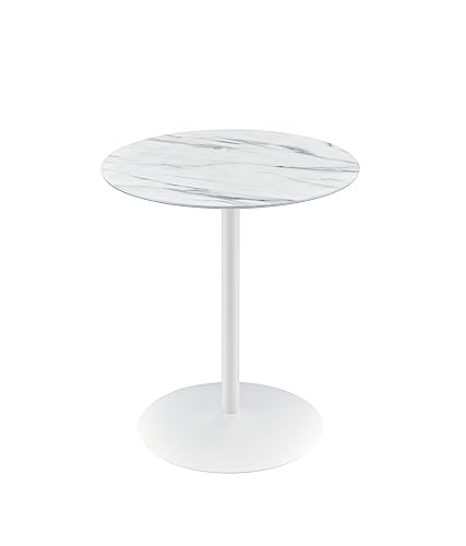 Marble Drink Table,Small Pedestal Table, Martini Tables, Side End Tables with Round Top,Wood Grain Texture,Increase Size and Weighted Base for Living Room,Bedroom,Small Spaces - color: Marble-1#