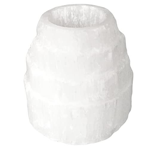 Selenite Tower Stone Candle Holder White Natural Crystal Light (1pc) Stone Tealight Votive Candle Holders - Handmade by mmCrystals™