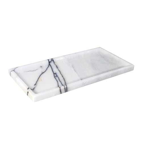 Luxury Natural Marble Tray, Handcrafted Vanity Catchall for Perfume, Jewelry, Soap, Elegant Bathroom & Kitchen Counter Decor - color: 036-lilac