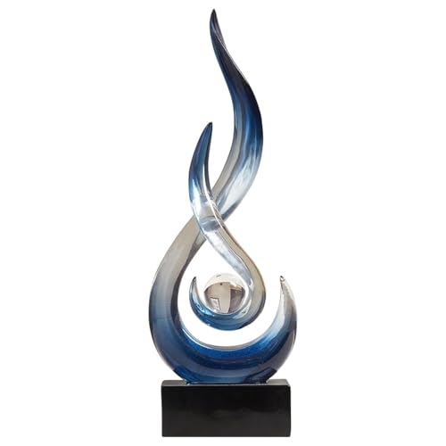Modern Abstract Art Table Decoration,Resin Flame Statue Modern Blue Centerpiece Ornaments for Living Room Great Gift Idea Home Decor,Collectibles - color: Bule