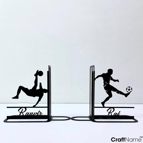 Custom Soccer Bookends for Shelves Decorative, Soccer Bookshelf Holder, Football Book Ends Metal Art, Book Stopper for Heavy Books, Soccer Bookends Hold Books for Home Office - color: Design 10