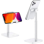 OMOTON Cell Phone Stand, Adjustable Angle Height Desk Phone Dock Holder for iPhone Air 17 Pro Max/Plus/XS/XR, Samsung Galaxy S20 / S10 / S9 / S8 and Other Phones (3.5-7.0-Inch) - color: Silver