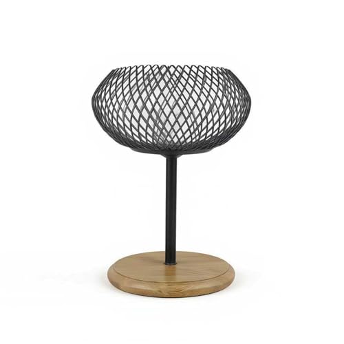 Modern Iron Mesh Candle Holder Set with Bamboo Base, Stylish Dining Table Centerpiece Decor, Lightweight Yet Sturdy Metal Votive & Tea Light Stand for Home Ambiance(Large) - size: Large