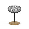 Modern Iron Mesh Candle Holder Set with Bamboo Base, Stylish Dining Table Centerpiece Decor, Lightweight Yet Sturdy Metal Votive & Tea Light Stand for Home Ambiance(Large) - size: Large