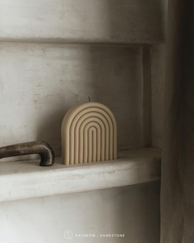 LAWA Rainbow Candle - Beautiful Handmade Pillar Scented Soy Wax Candle Elegant Bubble Aesthetic Candle Housewarming Gift Home Room Shelf Decor Idea (Sandstone) - color: Sandstone