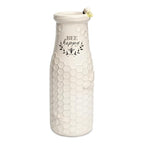 Young's Inc. Ceramic Flower Vase (Bee Happy) - White Ceramic Vase - Honeycomb Decor - 3" L x 3" W x 8" H Contains one Flower vase - color: Vase ("Bee Happy")