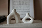 Carrot's Den Donut Vase, Set of 2 - White Large Ceramic Vase - Minimalist Nordic, Hollow | Table Centerpiece, Olive Plant, Wedding, Living Room, Bookshelf, Office, Modern Home, Entryway, Console - color: Warm White