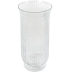 Deco 79 Glass Decorative Candle Holder Ribbed Candle Stand with Elevated Base, Candlestick Holder 6" x 6" x 13", Clear - size: 6" x 6" x 13"