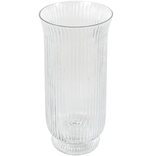 Deco 79 Glass Decorative Candle Holder Ribbed Candle Stand with Elevated Base, Candlestick Holder 6" x 6" x 13", Clear - size: 6" x 6" x 13"