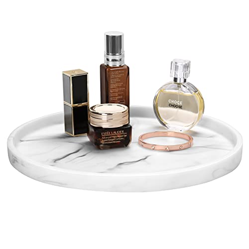 Shinowa Vanity Tray, Resin Bathroom Decorative Tray Catchall Organizer Jewelry Dish Tray for Bathroom Bedroom Counter-top Vanity Organization Vanity Table Jewelry Organizer, White Marble - color: White Marble