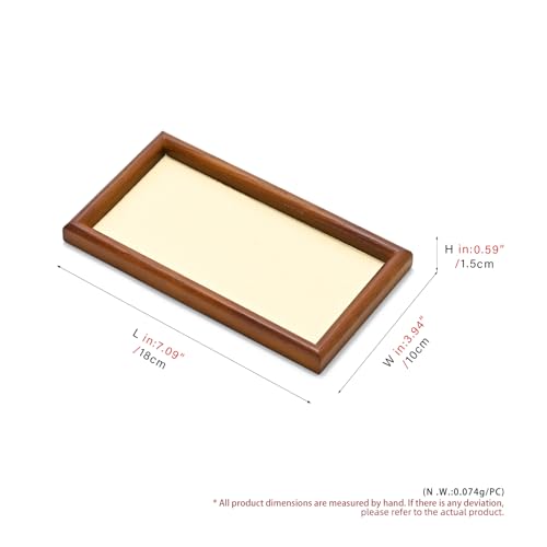 Jewelry Display Tray for Ring Earrings Necklace Bangle Solid Wood Jewelry Dish Tray Catchall(S,Beige) - color: Beige, size: 18 * 10 * 1.5cm