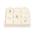 Oirlv Microfiber 9 Slots Jewelry Pendant Display Tray Jewelry Necklace Organizer Display Tray(Beige) - color: 9 Necklaces P13412