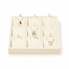 Oirlv Microfiber 9 Slots Jewelry Pendant Display Tray Jewelry Necklace Organizer Display Tray(Beige) - color: 9 Necklaces P13412