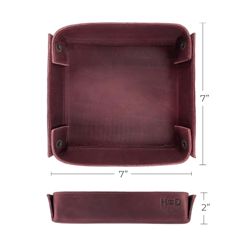 Hide & Drink, Leather Catchall Change Keys Coins Jewels Box Tray Big Storage, Handmade Includes 101 Year Warranty :: Sangria - color: Sangria