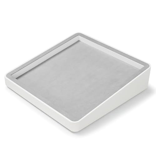 Microfiber Jewelry Tray Showcase Display Necklace Bracelet Ring Showcase Display Empty Plate(Gray) - size: 16.2" x 16.2" x 3.15"