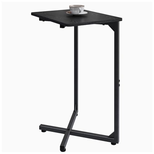 NEFROM C-Shaped End Table, Small Couch Side Table, Sofa TV Tray Table for Living Room, Bedroom, Bedside ET-X-BKW1 - color: Black