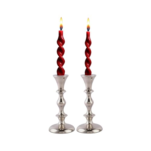 Rely+ Silver Candle Holders Set of 2 Decorative Centerpiece Table Candlesticks Holders for Taper Candles Home Decor Easter Candle Holders for Dinner Party Wedding Decorations - color: Silver