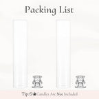 Glass Hurricane Candle Holder: 12" Tall Candlestick Holder with Cylinder Windproof Cover Clear Taper Candle Holders for Wedding Party Birthday Christmas Home Decor Set of 2 - size: 12" H - 2 Pcs