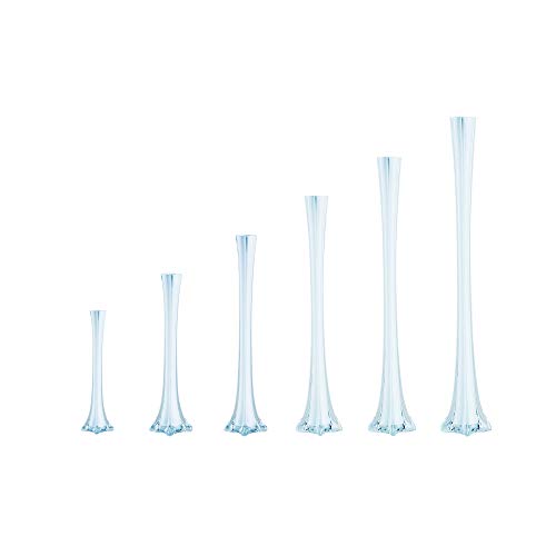 WGV Eiffel Tower Vase Bulk, Open 1", Height 20", (Multiple Sizes Choices) White Glass Floral Container with Sturdy Base, Flower Centerpiece for Wedding Event Home Decor, Arts Crafts, 12 Pieces - color: White (1 Case), size: 20"H