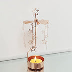 kingnero Rotary Candle Holder Spinning Candleholder Tea Light Candle Powered Carousel Small Gift (Rose Gold Star)