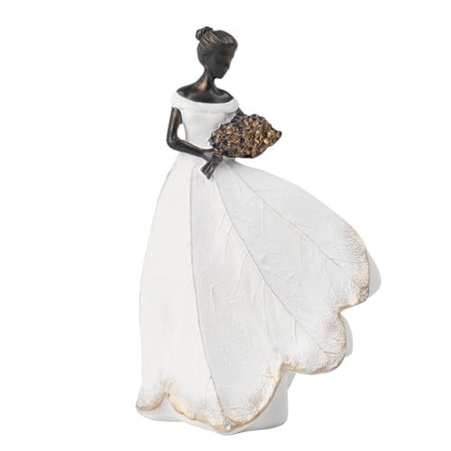 Guichifun Fairy Statue Collection Home Decoration - White Leaf Angel Girls Resin Home Decor for Outside or Inside Rustic Garden Outdoor Yard Decorations Figurines Memory Gift 7.5 x 4.5 x 11.5 Inch - color: White-flower, size: Large