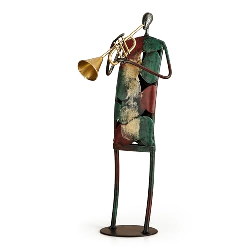 Modern Metal Musician Sculpture, Handmade Colorful Music Player Figurine, Abstract Iron Art Statue for Home Decor, Office Desk, Bookshelf, Living Room Decorations, Gift for Music Lovers (Trumpe) - color: Trumpe
