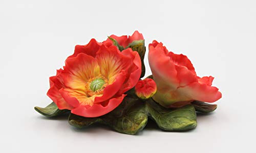Fine Porcelain Poppy Flowers Figurine, 6" L