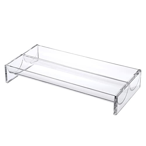 12" Clear Cracker Serving Tray, Transparent Macaron Display Tray, Rectangular Cracker Holder for Serving Trays, Food Display Cracker Serving Tray Stand for Home (U Shape Double-Row Acrylic)